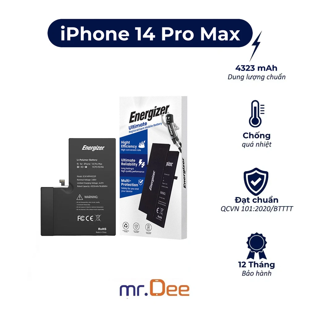 Pin iPhone 14 Pro Max Dung Lượng Chuẩn Energizer