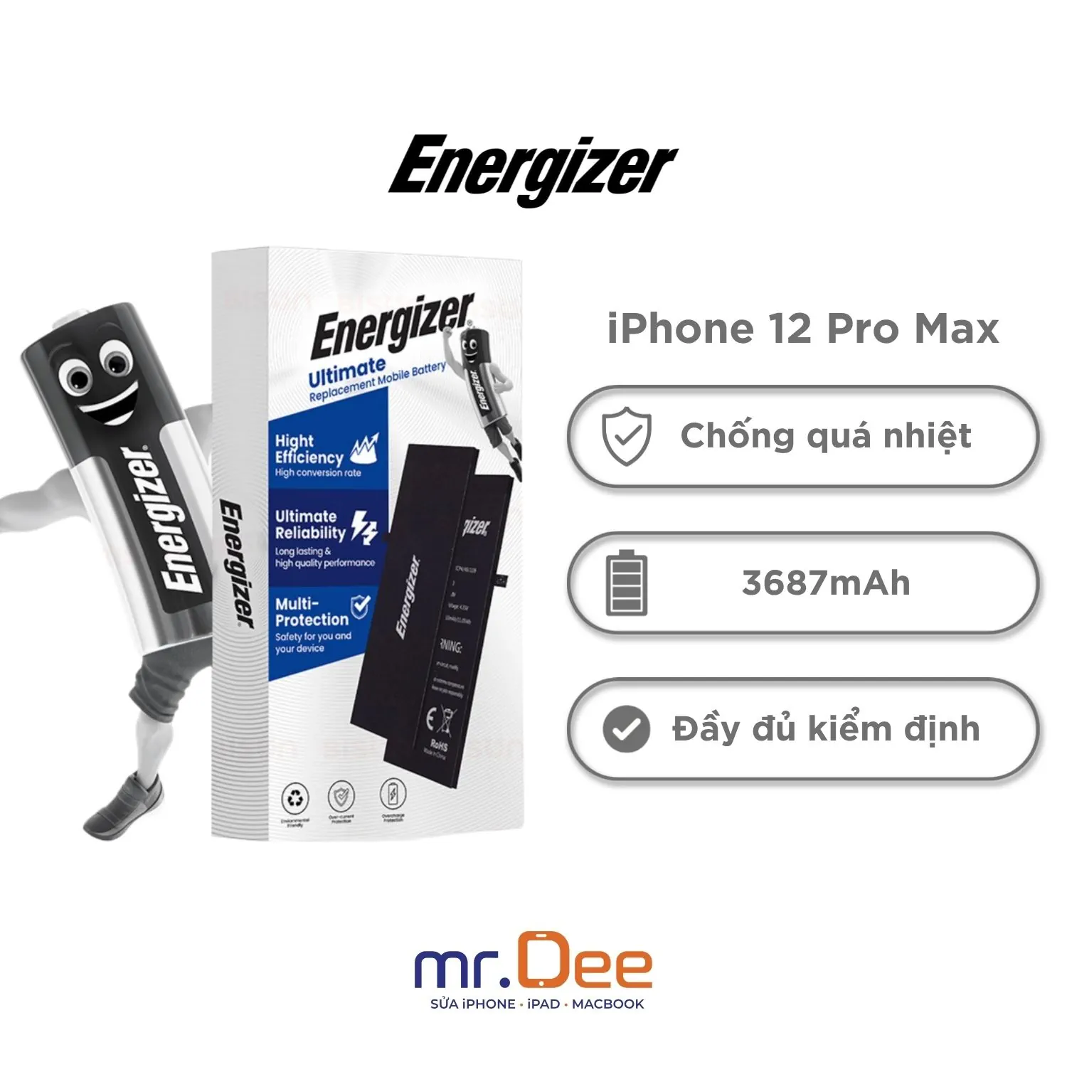 Pin iPhone 12 Pro Max Dung Lượng Chuẩn Energizer
